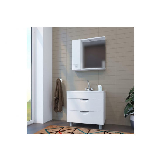 Зеркало-шкаф MIXLINE Квадро-75 левый с подсветкой