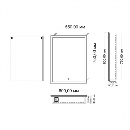 Зеркало-шкаф MIXLINE Минио 60x80 левый, с LED подсветкой