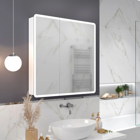 Зеркало-шкаф MIXLINE Сканди 80x80 универсальный, с LED подсветкой