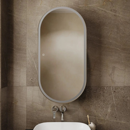 Зеркало-шкаф MIXLINE Сохо 50x100 правый, сенсорный выкл, светодиодная подсветка чёрный