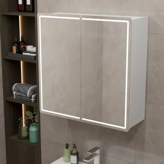 Зеркало-шкаф MIXLINE Вектор 80x80 с LED подсветкой, бесконтактный сенсор