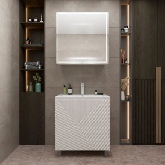 Зеркало-шкаф MIXLINE Вектор 80x80 с LED подсветкой, бесконтактный сенсор