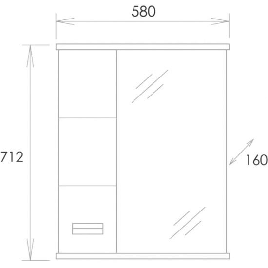 Зеркало-шкаф ONIKA Балтика Black 58.01 L левое
