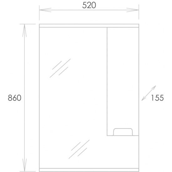 Зеркало-шкаф ONIKA Харпер 52.01 R правое, белое глянцевое