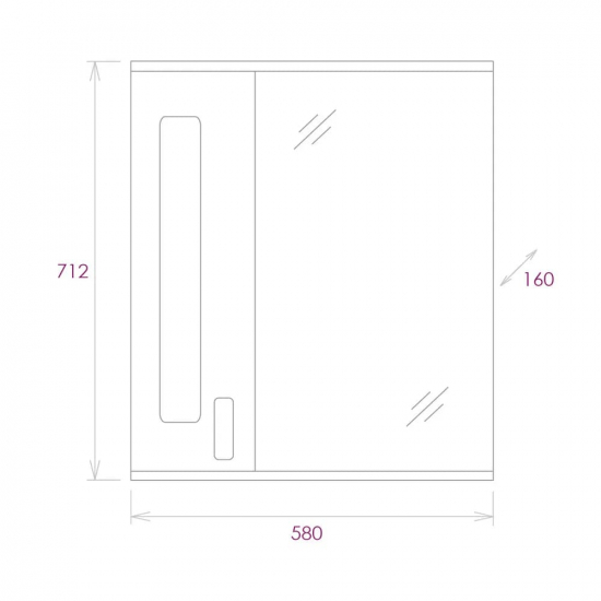 Зеркало-шкаф ONIKA Кристалл 58.01 L левое