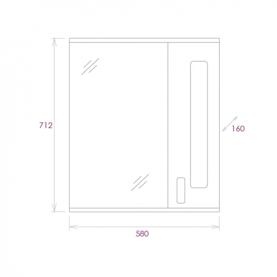 Зеркало-шкаф ONIKA Кристалл 58.01 R правое