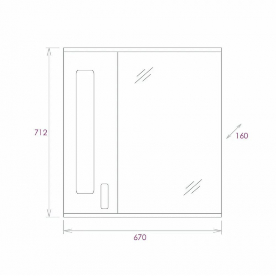 Зеркало-шкаф ONIKA Кристалл 67.02 L левое