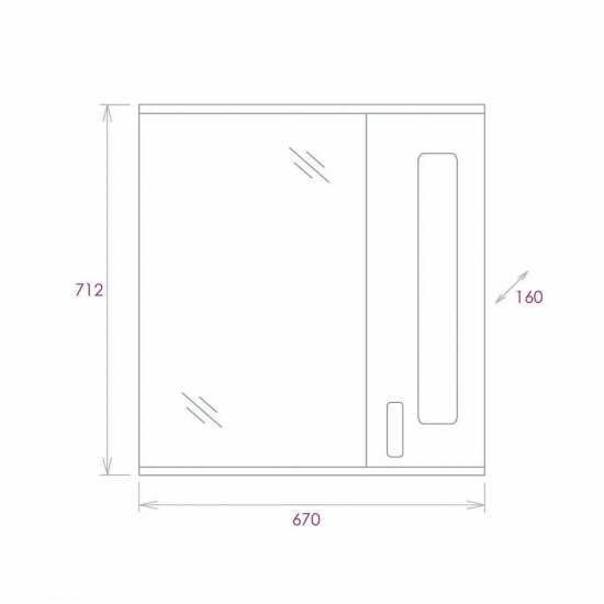 Зеркало-шкаф ONIKA Кристалл 67.02 R правое