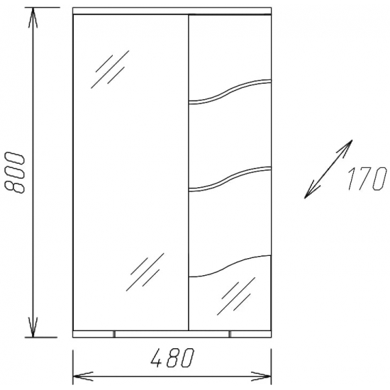 Зеркало-шкаф ONIKA Лайн 48.01 R правое