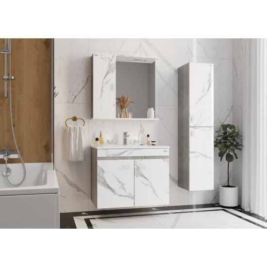 Зеркало-шкаф ONIKA Марбл L левое 75 мрамор, камень бетонный