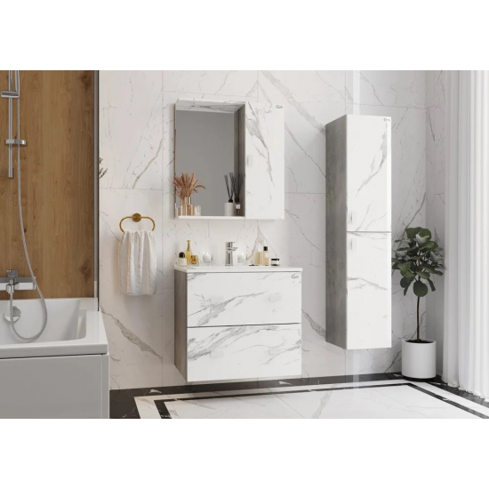 Зеркало-шкаф ONIKA Марбл R правое 65 мрамор, камень бетонный