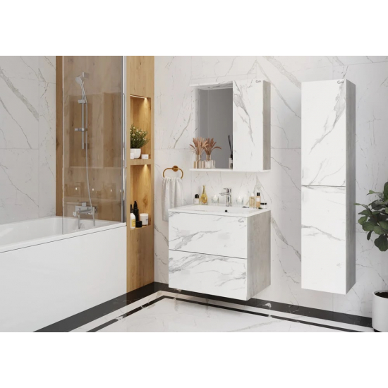 Зеркало-шкаф ONIKA Марбл R правое 65 мрамор, камень бетонный