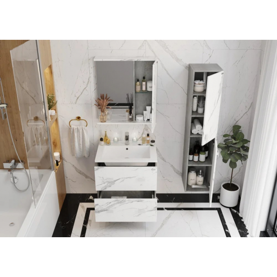 Зеркало-шкаф ONIKA Марбл R правое 65 мрамор, камень бетонный