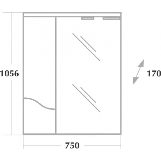 Зеркало-шкаф ONIKA Моника 75.01 R правое