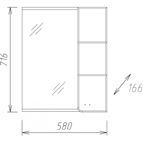 Зеркало-шкаф ONIKA Стиль 58.01 R правое