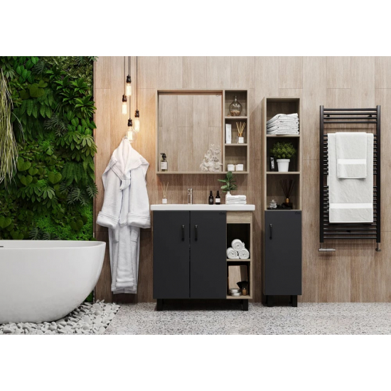 Зеркало-шкаф ONIKA Тимбер 80.00У дуб сонома, с полкой