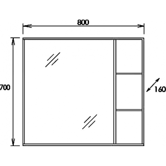 Зеркало-шкаф ONIKA Тимбер 80.00У дуб сонома, с полкой