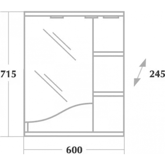 Зеркало-шкаф ONIKA Виола 60.01 R правое, с подсветкой