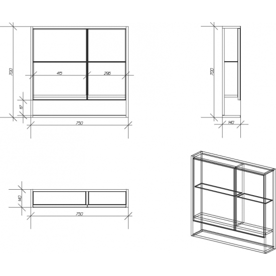 Зеркало-шкаф OWL 1975 Eland 75, дуб сонома