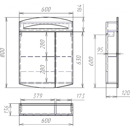 Зеркало-шкаф OWL 1975 Sjel 60 с подсветкой
