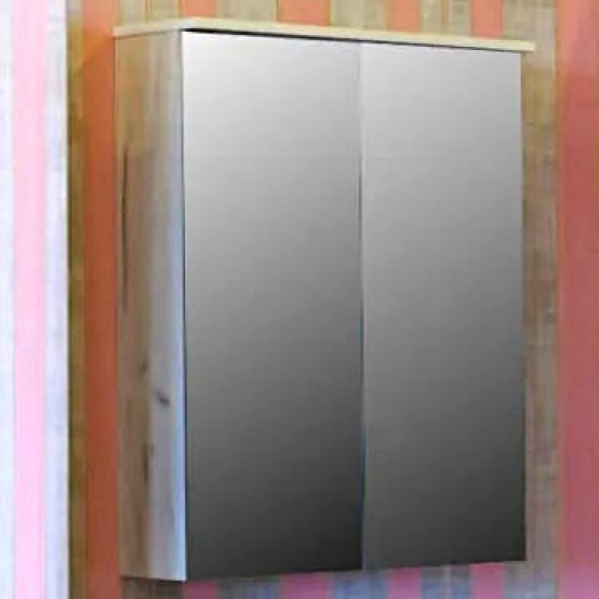 Зеркало-шкаф SANFLOR Чикаго 75, дуб крафт белый, с подсветкой