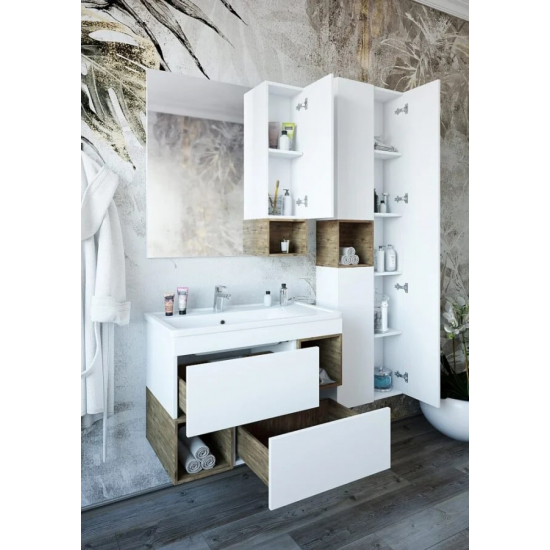 Зеркало-шкаф SANFLOR Даллас 80, дуб рустикальный