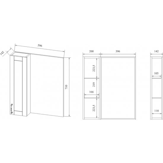 Зеркало-шкаф SANFLOR Глория 65 L левое, белое