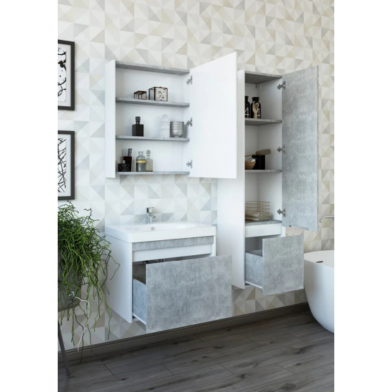 Зеркало-шкаф SANFLOR Калипсо 60 R правое белое, ателье светлый