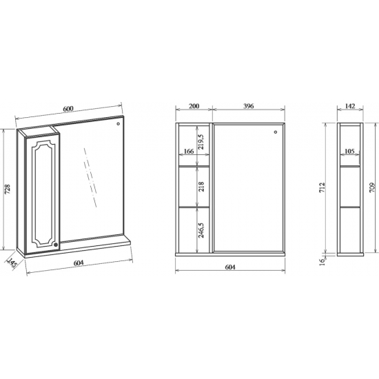 Зеркало-шкаф SANFLOR Ксения 60 L левое