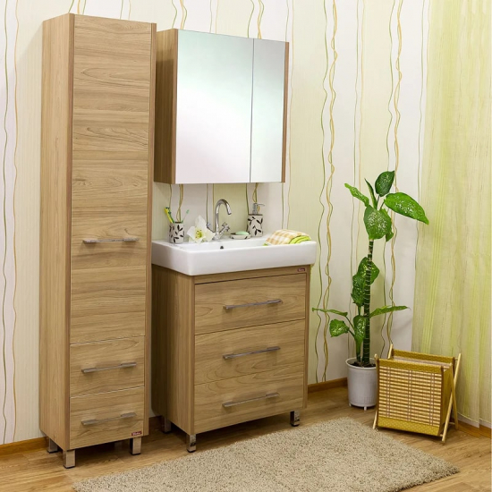 Зеркало-шкаф SANFLOR Ларго 70 L левое вяз швейцарский