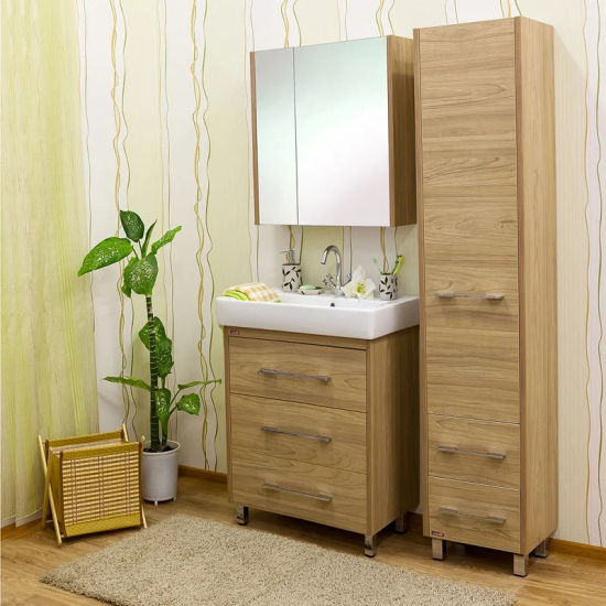 Зеркало-шкаф SANFLOR Ларго 70 R правое вяз швейцарский