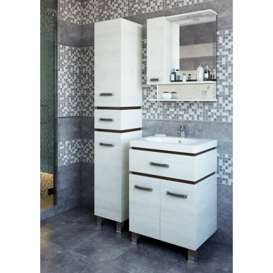 Зеркало-шкаф SANFLOR Техас 60 L левое венге, северное дерево светлое