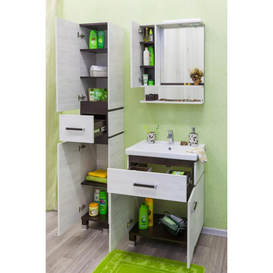 Зеркало-шкаф SANFLOR Техас 60 L левое венге, северное дерево светлое