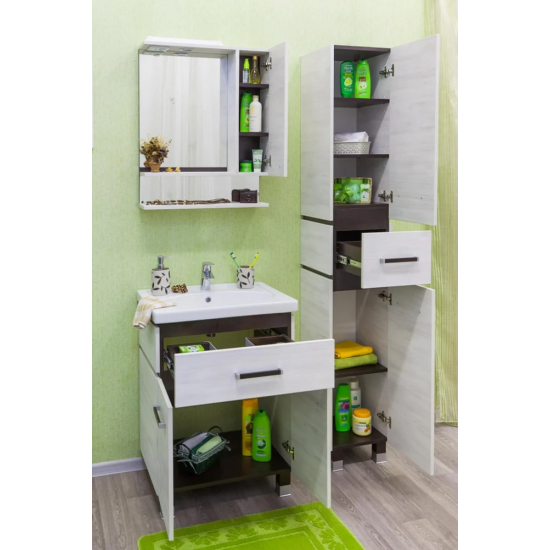 Зеркало-шкаф SANFLOR Техас 60 R правое венге, северное дерево светлое