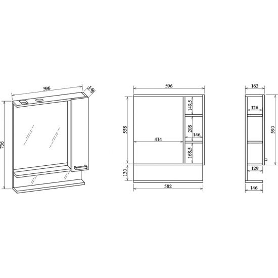 Зеркало-шкаф SANFLOR Техас 60 R правое венге, северное дерево светлое