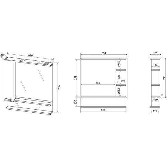 Зеркало-шкаф SANFLOR Техас 70 L левое орегон
