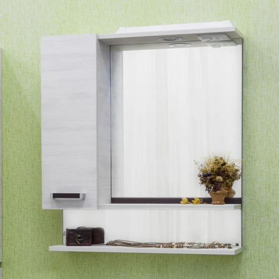 Зеркало-шкаф SANFLOR Техас 70 L левое венге, северное дерево светлое