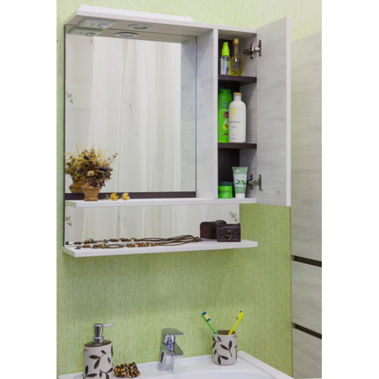 Зеркало-шкаф SANFLOR Техас 70 R правое венге, северное дерево светлое