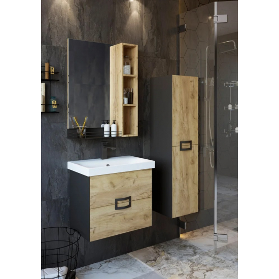 Зеркало-шкаф SANFLOR Выборг 60 дуб крафт золотой