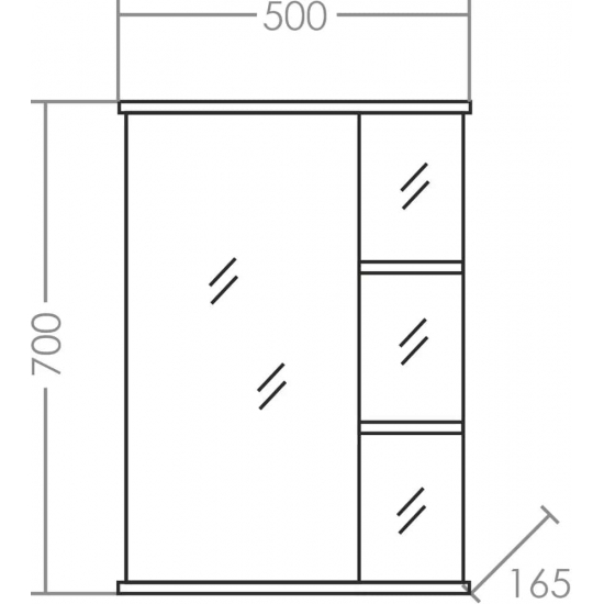 Зеркало-шкаф САНТА Ника 50 L левое, фацет