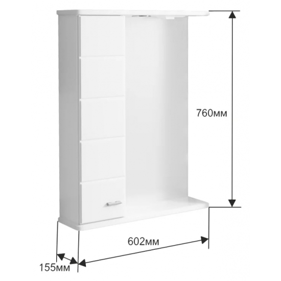 Зеркало-шкаф САНТА Омега 60 L левое