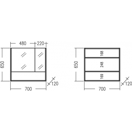 Зеркало-шкаф САНТА Сити 70