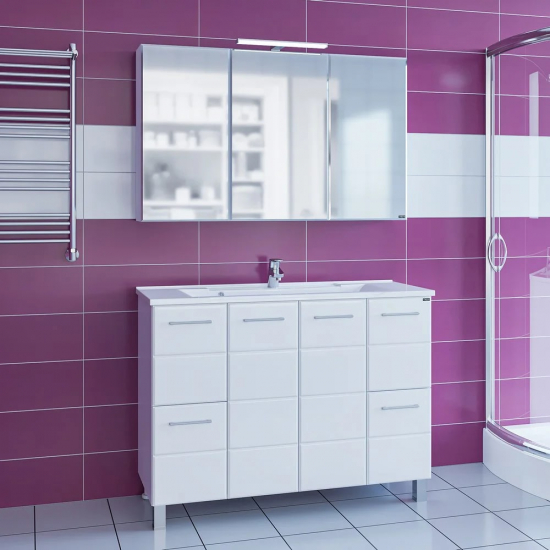 Зеркало-шкаф САНТА Стандарт 120 фацет, со светильником