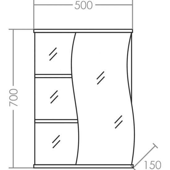 Зеркало-шкаф САНТА Волна 50 R правое