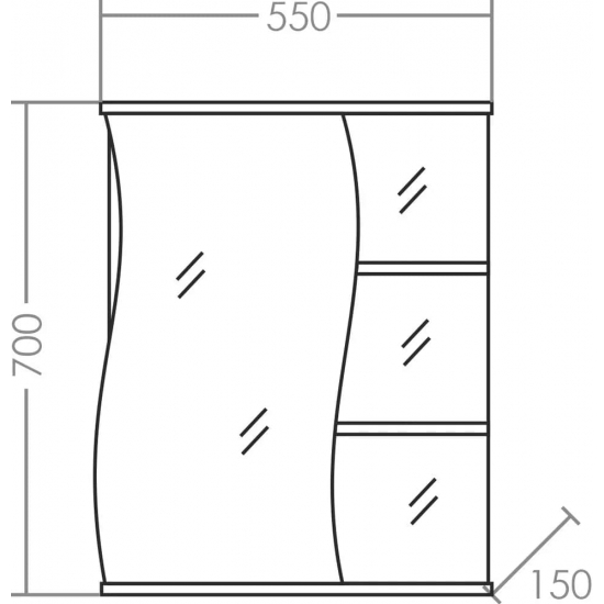 Зеркало-шкаф САНТА Волна 55 L левое