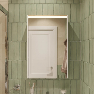 Зеркало-шкаф STWORKI Дублин 60 с подсветкой, навесное, белое, прямоугольное