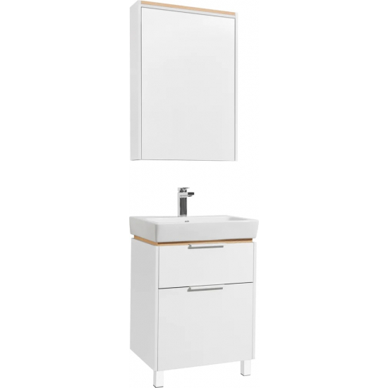 Зеркало-шкаф STWORKI Дублин 60 с подсветкой, навесное, белое, прямоугольное