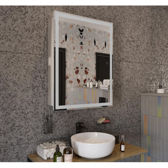 Зеркало-шкаф STWORKI Эстерсунд 60 с подсветкой, сенсорное, прямоугольное, белое, в современном стиле