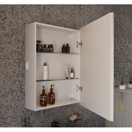 Зеркало-шкаф STWORKI Эстерсунд 60 с подсветкой, сенсорное, прямоугольное, белое, в современном стиле