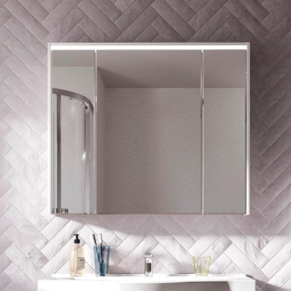 Зеркало-шкаф STWORKI Хельсинки 100 см, с подсветкой, навесной, большой, белый, прямоугольный